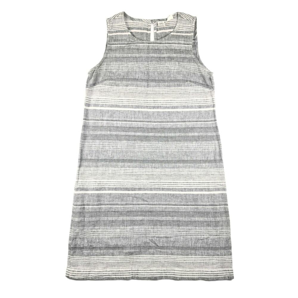 Artisan NY Sleeveless Stripe Dress Size 2 Linen Cotton Blend Lightweight Grey